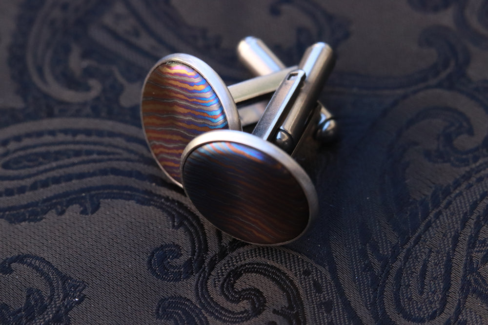 Timascus cufflinks zirconium titanium