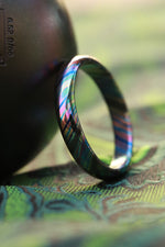 Timascus ring / ZrTi 4mm wide florescent timascus ring, mokuti ring (polished finish) black timascus ring zirconium ring