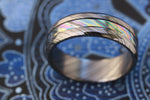 GRY8 BLKZRTI " florescent Limited Edition Series-8mm niobium zirconium ring, timascus ring, black ring
