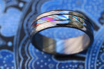 GRY8 BLKZRTI " florescent Limited Edition Series-8mm niobium zirconium ring, timascus ring, black ring