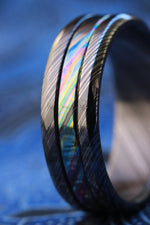 GRY8 BLKZRTI " florescent Limited Edition Series-8mm niobium zirconium ring, timascus ring, black ring