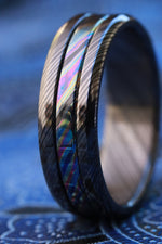 GRY8 BLKZRTI " florescent Limited Edition Series-8mm niobium zirconium ring, timascus ring, black ring