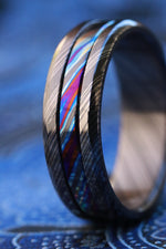 GRY8 BLKZRTI " florescent Limited Edition Series-8mm niobium zirconium ring, timascus ring, black ring