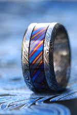 Grayson GRY115 BLK CRL " Limited Edition Series-11.5mm titanium damascus Timascus ring, damascus ring