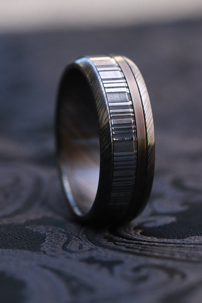 8mm wide black niobium zirconium / damasteel /ZrTi & titanium