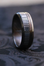 8mm wide black niobium zirconium / damasteel /ZrTi & titanium