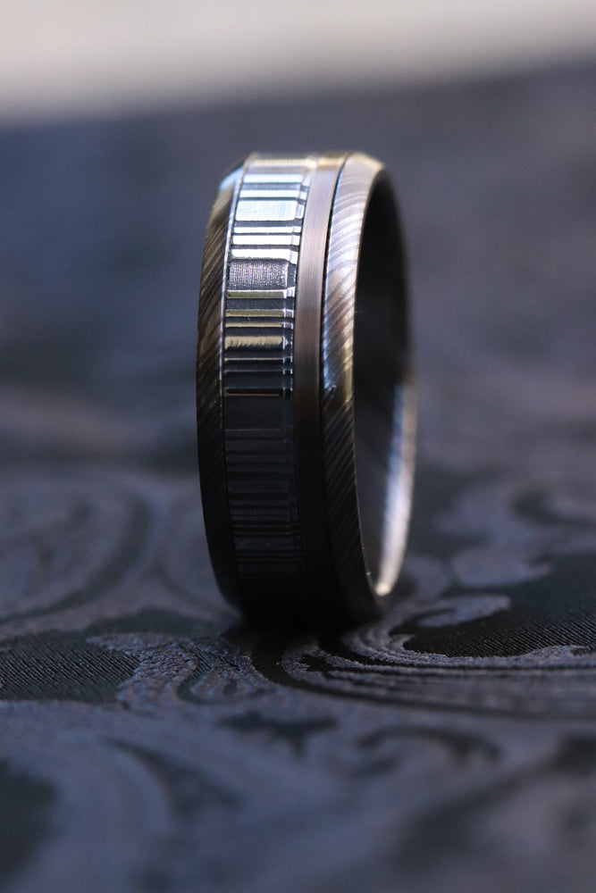 8mm wide black niobium zirconium / damasteel /ZrTi & titanium