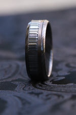 8mm wide black niobium zirconium / damasteel /ZrTi & titanium