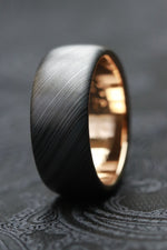 Reserved #01& 02 for Christopher : 14k & black ZrTi/NbZr, domed shape! 9mm niobium zirconium damascus