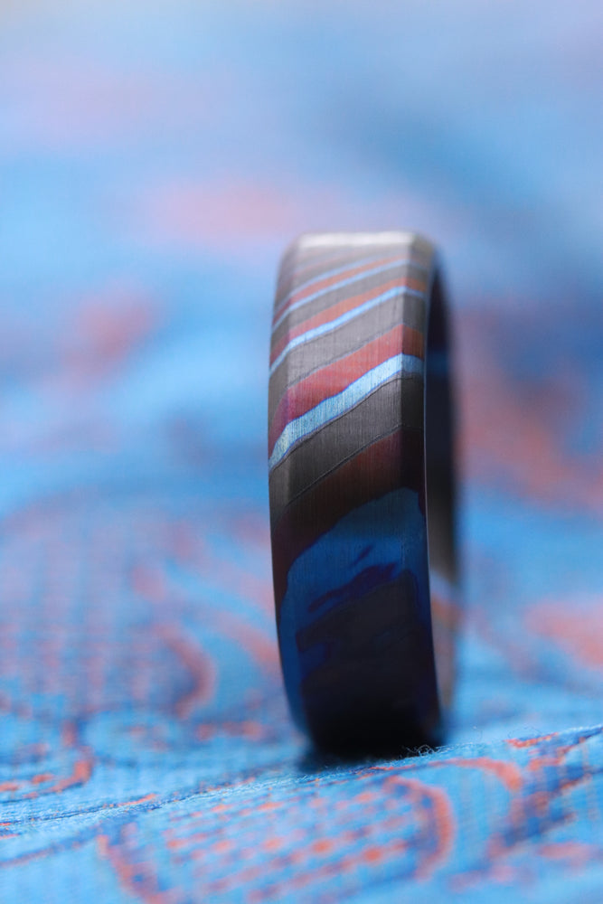 zrti LIMITED EDITION customizable 9mm ring chamfered edge Solid Black Timascus ring 3mm-9mm wide timascus ring, mokuti ring