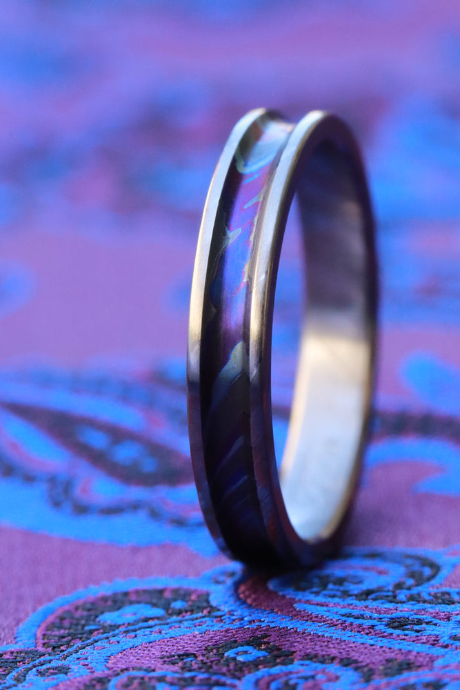 Grayson Channel ZrTi ring 2mm - 7mm wide timascus zrti ring, women's wedding band