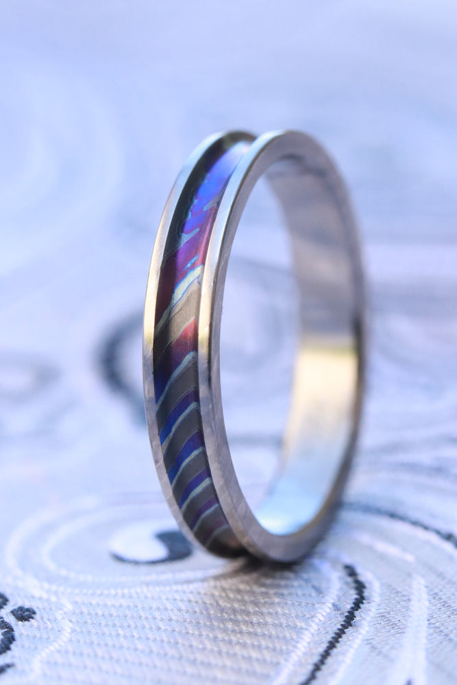 Grayson Channel ZrTi ring 2mm - 7mm wide timascus zrti ring, women's wedding band