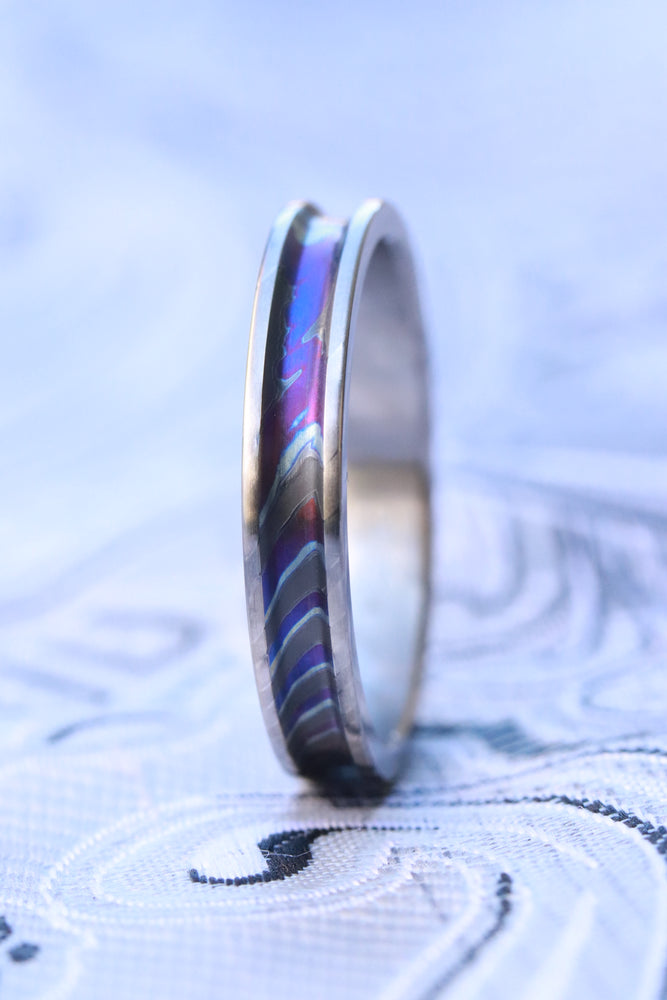 Grayson Channel ZrTi ring 2mm - 7mm wide timascus zrti ring, women's wedding band