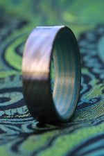 Micarta and black ZrTi niobium/zirconium damascus ring 7mm niobium zirconium