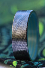 Micarta and black ZrTi niobium/zirconium damascus ring 7mm niobium zirconium