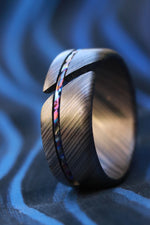 NEW BLACK ZRTI HYBRID*** Black ZrTi ring 9mm , timascus ring, mokuti ring, hypoallergenic jewelry, Zirconium inlay, mokuti ring