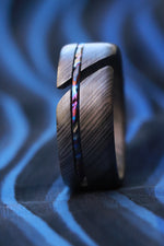 NEW BLACK ZRTI HYBRID*** Black ZrTi ring 9mm , timascus ring, mokuti ring, hypoallergenic jewelry, Zirconium inlay, mokuti ring