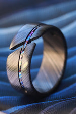 NEW BLACK ZRTI HYBRID*** Black ZrTi ring 9mm , timascus ring, mokuti ring, hypoallergenic jewelry, Zirconium inlay, mokuti ring