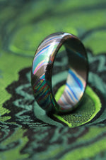 Florescent Timascus ring / ZrTi 4mm wide florescent timascus ring, mokuti ring (polished finish) black timascus ring zirconium ring