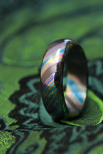 Florescent Timascus ring / ZrTi 4mm wide florescent timascus ring, mokuti ring (polished finish) black timascus ring zirconium ring