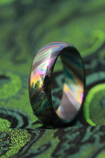 Florescent Timascus ring / ZrTi 4mm wide florescent timascus ring, mokuti ring (polished finish) black timascus ring zirconium ring