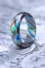 Florescent Timascus ring / ZrTi 4mm wide florescent timascus ring, mokuti ring (polished finish) black timascus ring zirconium ring