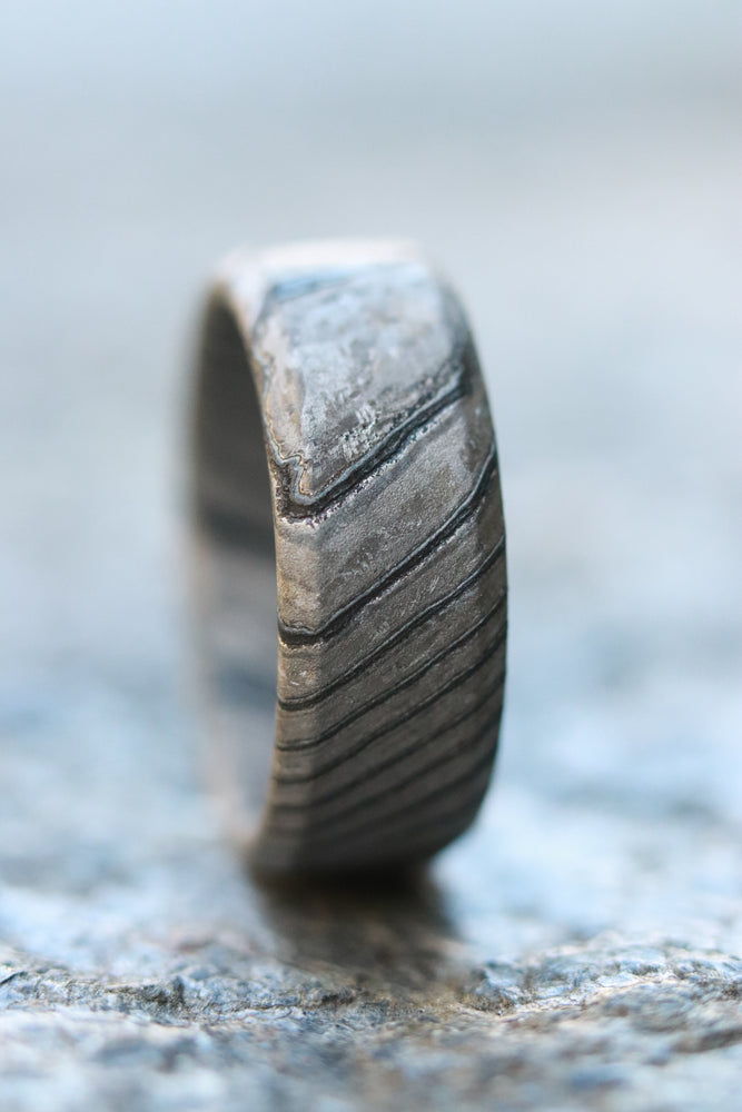 Stone ZrTi 8mm ZrTi ring 3mm-9mm wide timascus ring, mokuti ring