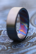 Black titanium 6-8mm zirconium band Black / ZrTi brushed ziconium timascus ring,black timascus ring, mens rings weddingrings