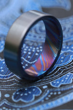 Black titanium 6-8mm zirconium band Black / ZrTi brushed ziconium timascus ring,black timascus ring, mens rings weddingrings