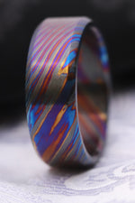 Solid Black (tik) ZrTi ring 3mm-9mm wide timascus ring, mokuti ring (polished finish)