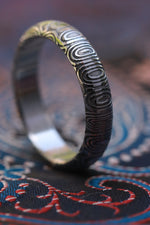 Stainless Damascus natural finish  "bamboo" 3mm or 4mm