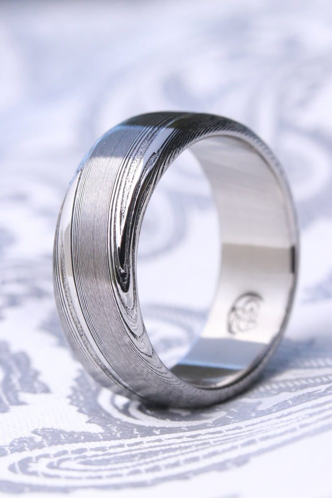 8mm Damascus ring Stainless steel Damascus ring, genuine damascus ring, damascus steel ring, polished damascus mes ring wedding band