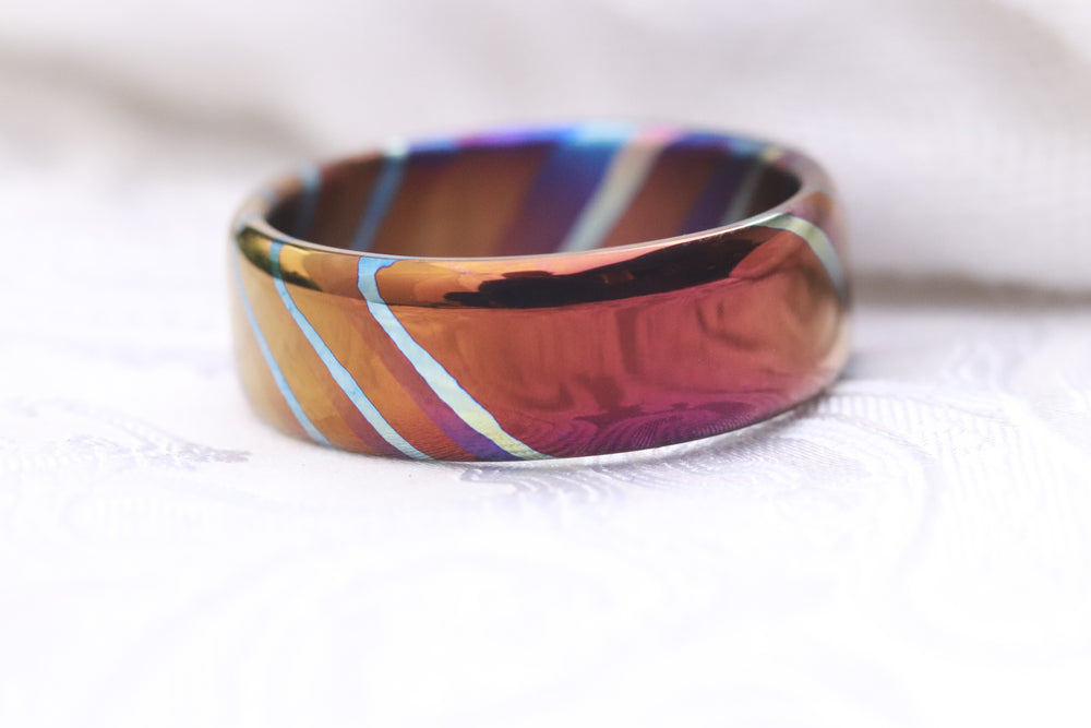 Mokuti Solid Timascus ring 7-8mm ring  timascus ring, mokuti ring