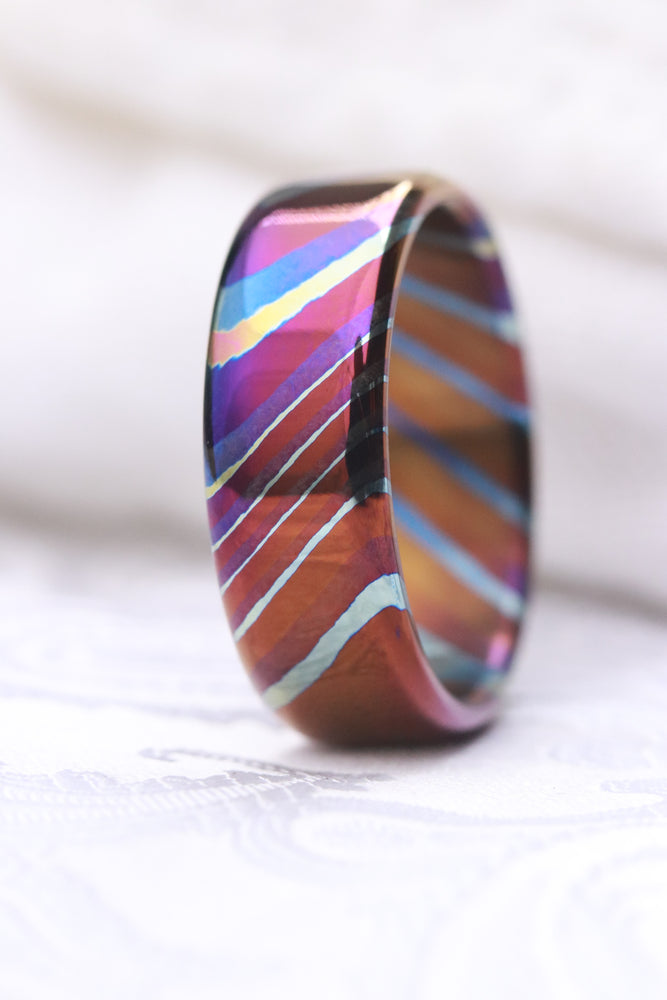 Mokuti Solid Timascus ring 7-8mm ring  timascus ring, mokuti ring