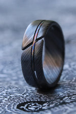 NEW BLACK ZRTI HYBRID*** Black ZrTi ring 8mm , timascus ring, mokuti ring, hypoallergenic jewelry, Zirconium inlay, mokuti ring