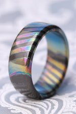 Florescent LIMITED EDITION***DARK Black Timascus ring 8mm (semi-polished) timascus ring, mokuti ring, colorful ring, hypoallergenic jewelry, Zirconium