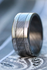 NbZr 10mm wide black zrti & damasteel band