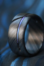 NEW BLACK CHEMELEON HYBRID*** Black ZrTi ring 10mm , timascus ring, mokuti ring, hypoallergenic jewelry, Zirconium inlay