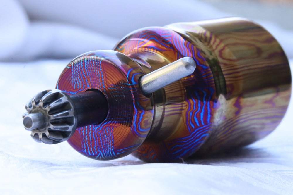 Basket weave titanium damascus foredom chuck tool