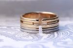 Yellow gold "AMOUR" handmade stainless steel ring (not casted) cross ring, calvary