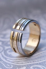 Yellow gold "AMOUR" handmade stainless steel ring (not casted) cross ring, calvary