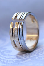Yellow gold "AMOUR" handmade stainless steel ring (not casted) cross ring, calvary