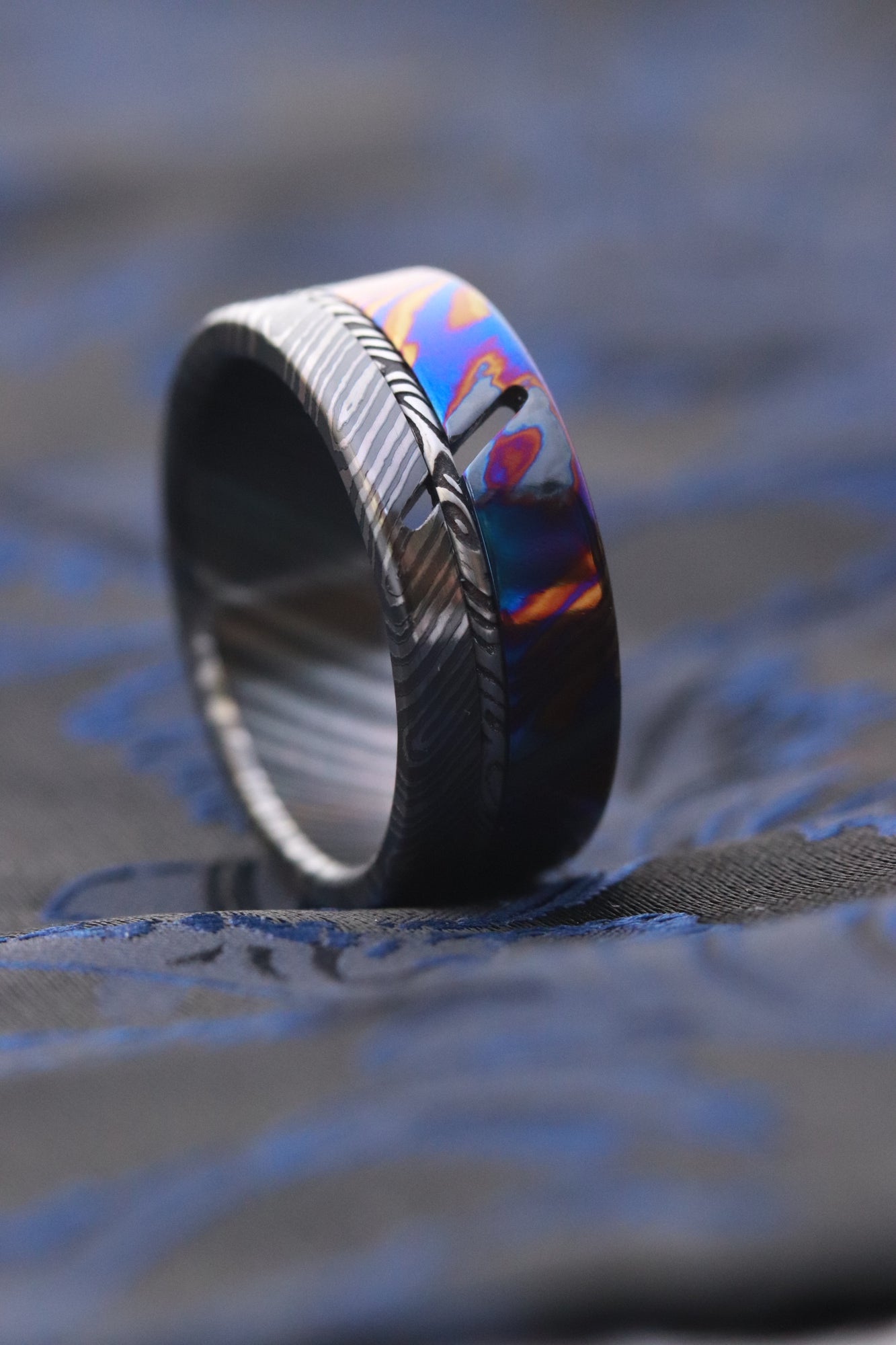 Timascus Timascus and Niobium Zirconium damasteel damascus ring, wedding band ...