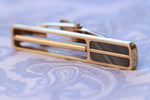 14k  tie clip, cufflink and ring set! yellow gold & black ZrTi/NbZr, domed shape! Niobium zirconium damascus ring
