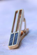 14k  tie clip, cufflink and ring set! yellow gold & black ZrTi/NbZr, domed shape! Niobium zirconium damascus ring