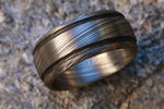 10mm Damascus steel ring Stainless steel Damascus "LEAF" Customizable ring! Dark etch / double grooved damasteel mens weddingbands mens rings
