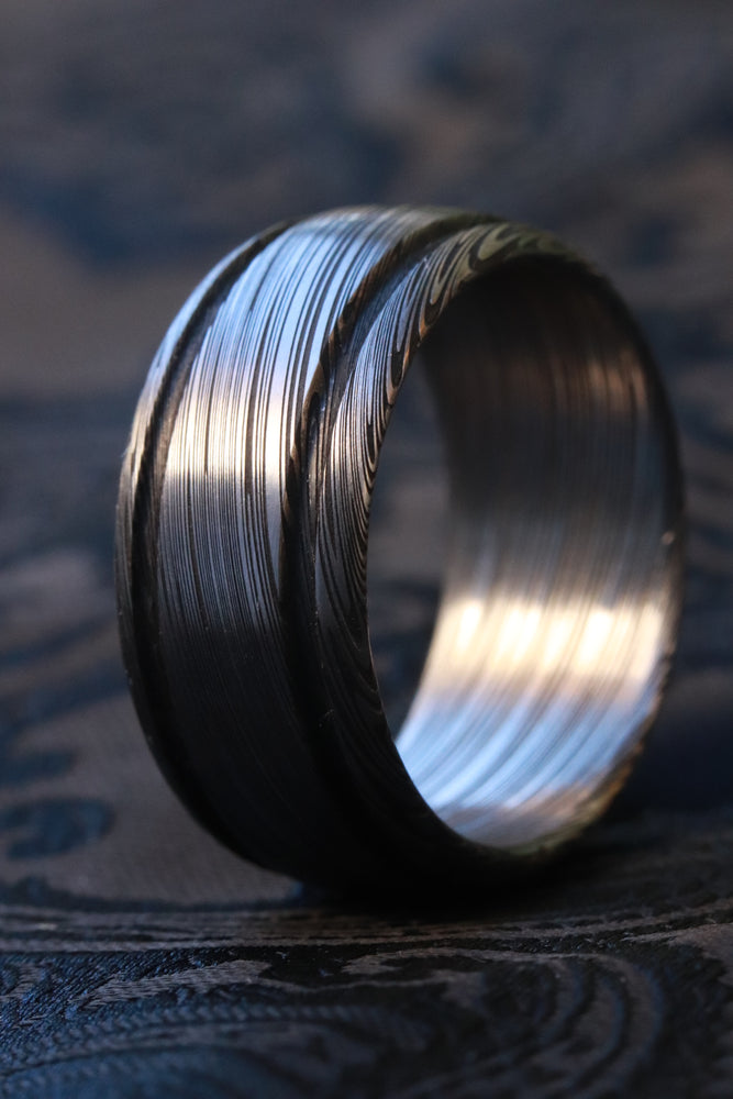 Damascus stainless on sale steel rings