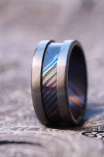Timascus men's channel ring customizable 8-10mm