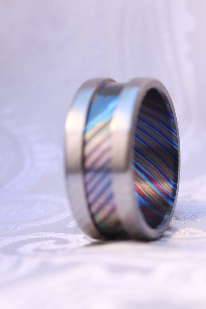 Timascus men's channel ring customizable 8-10mm
