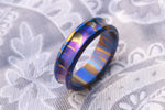 Timascus dragons breath customizable 8mm ring chamfered edge Solid Titanium damascus ring 5mm-8mm wide timascus ring, mokuti ring (polished finish) dragons breathe